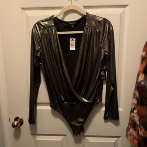 Gold Metallic Longsleeve Express Bodysuit
